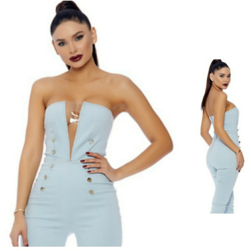 Last one❌️ Denim Jumpsuit Strapless - Picture 2 of 2